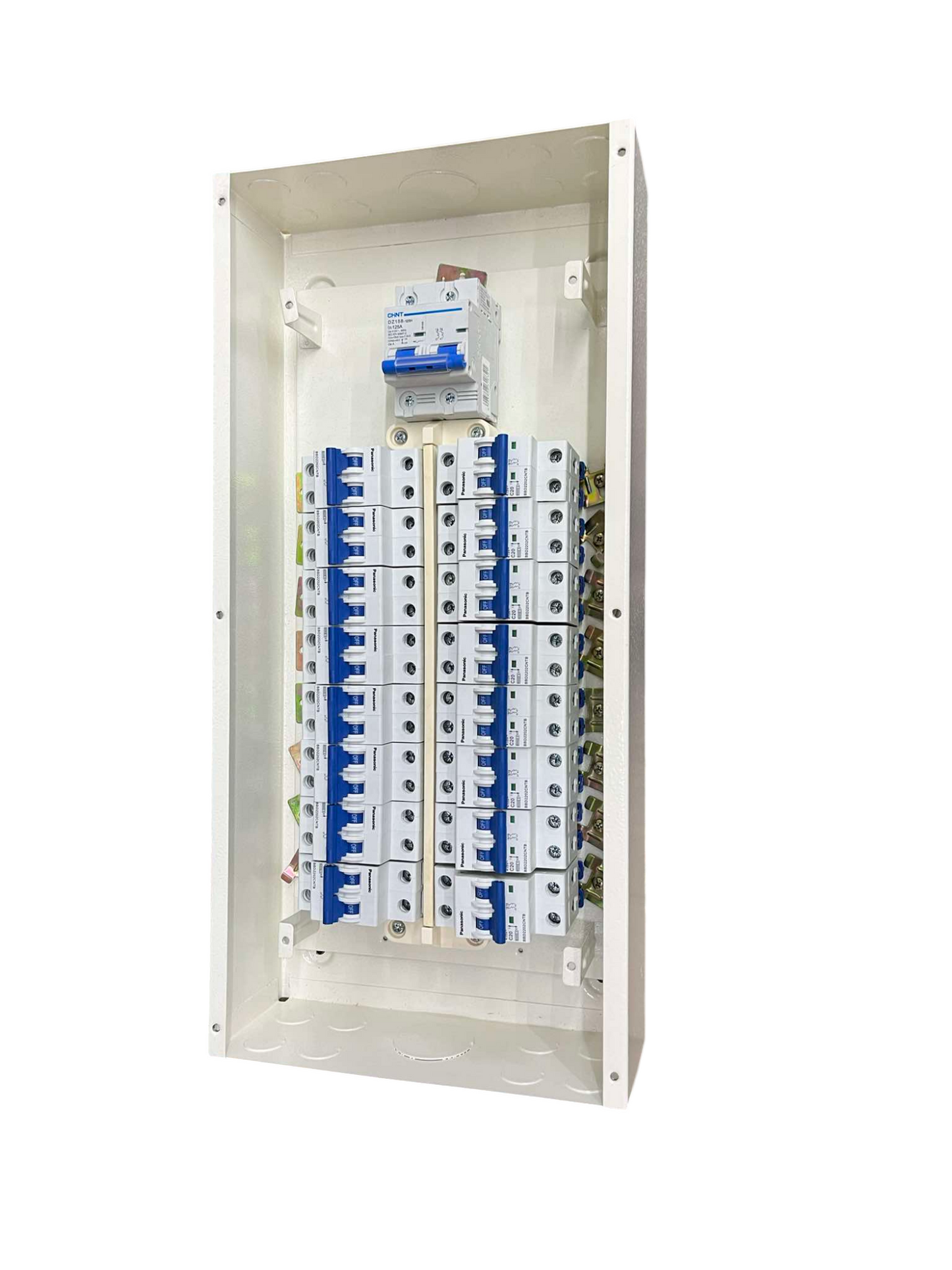 Chint electrical panel board for home featuring multiple circuit breakers in a durable enclosure