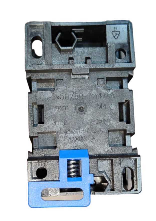 Chint Magnetic Contactor 25A 220V base part with mounting slots and blue locking mechanism