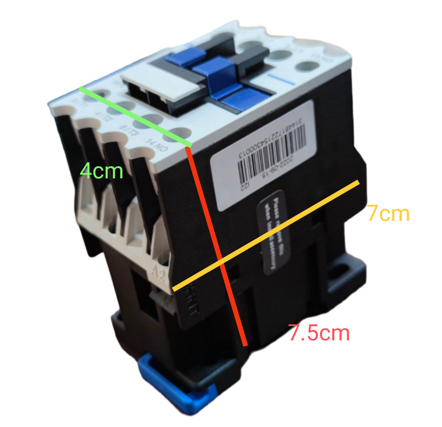 Chint magnetic contactor 25A 220V with clearly marked dimensions for easy installation and use