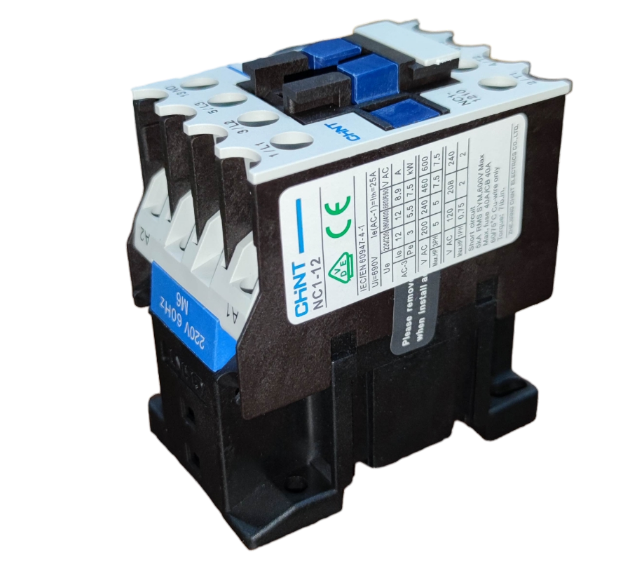 Chint Magnetic Contactor 25A 220V with multiple terminals and detailed specifications label