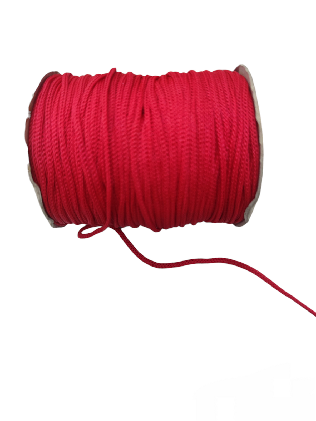 Roll of red cloth rope per meter made of durable fabric for various crafting and tying needs