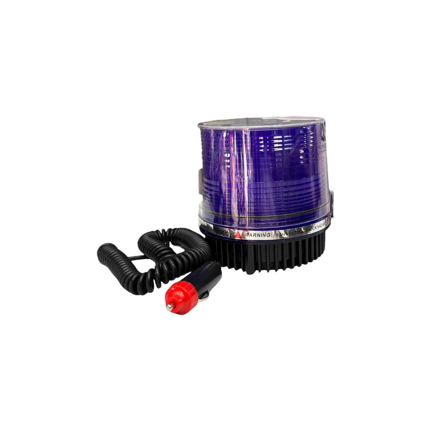 Code Red 12V blue strobe warning light with durable base and coiled power cord for safety applications