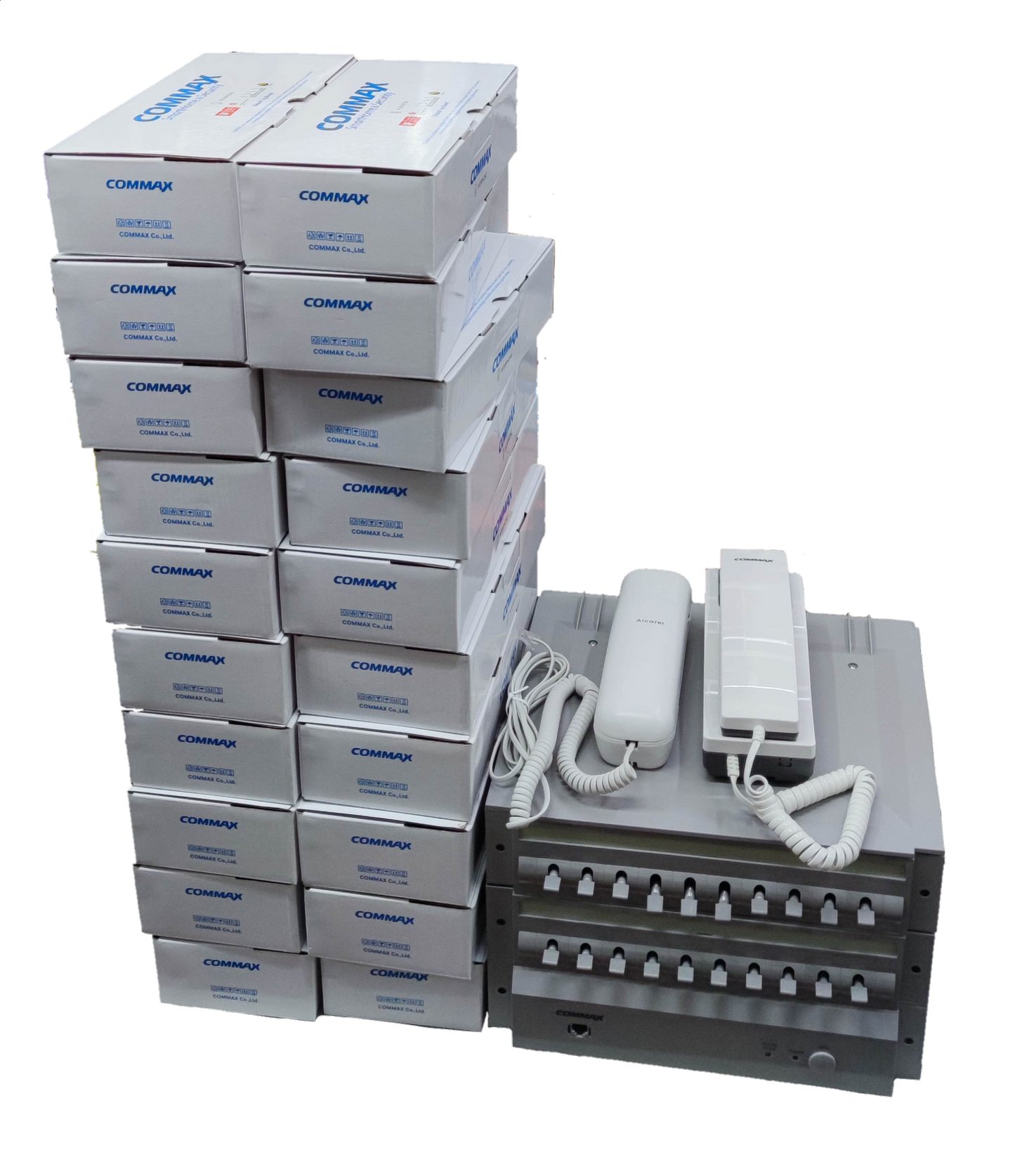Commax 20 Station Intercom - CLS-10 system with multiple intercom units and control panel for security