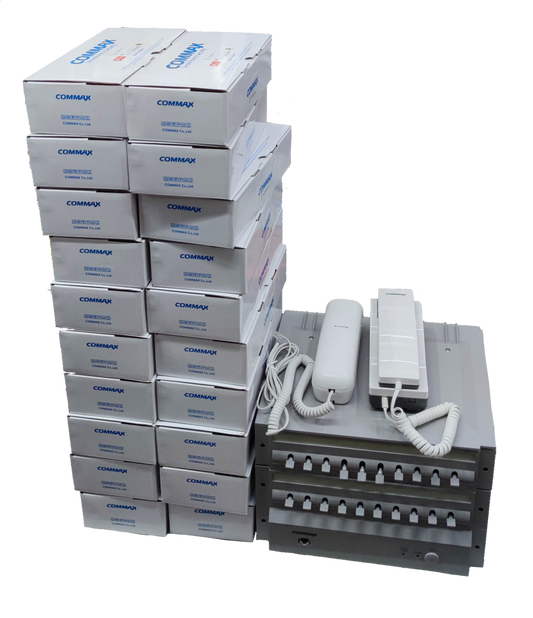 Commax 20 Station Intercom - CLS-10 system with multiple intercom units and control panel for security