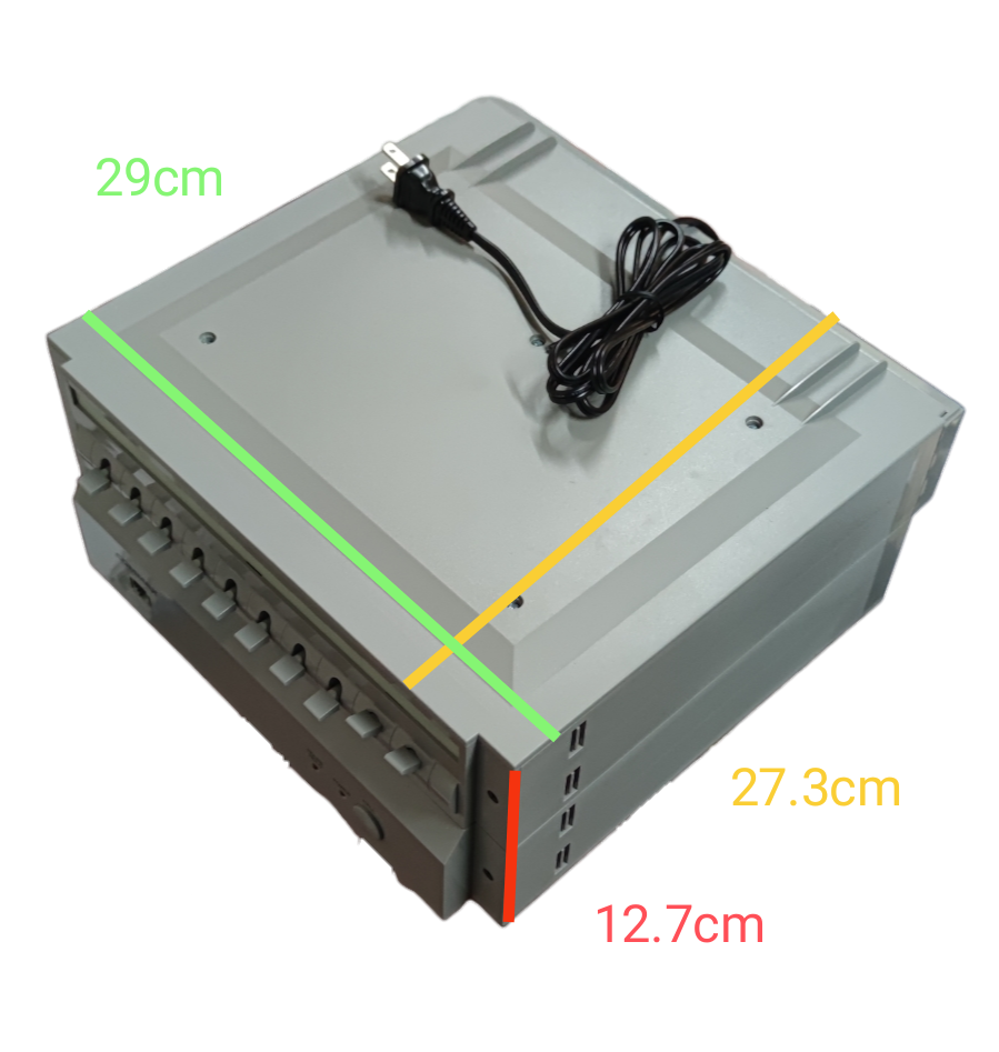 Commax Intercom Station 220V with Handset gray unit showing top and side dimensions with power cord