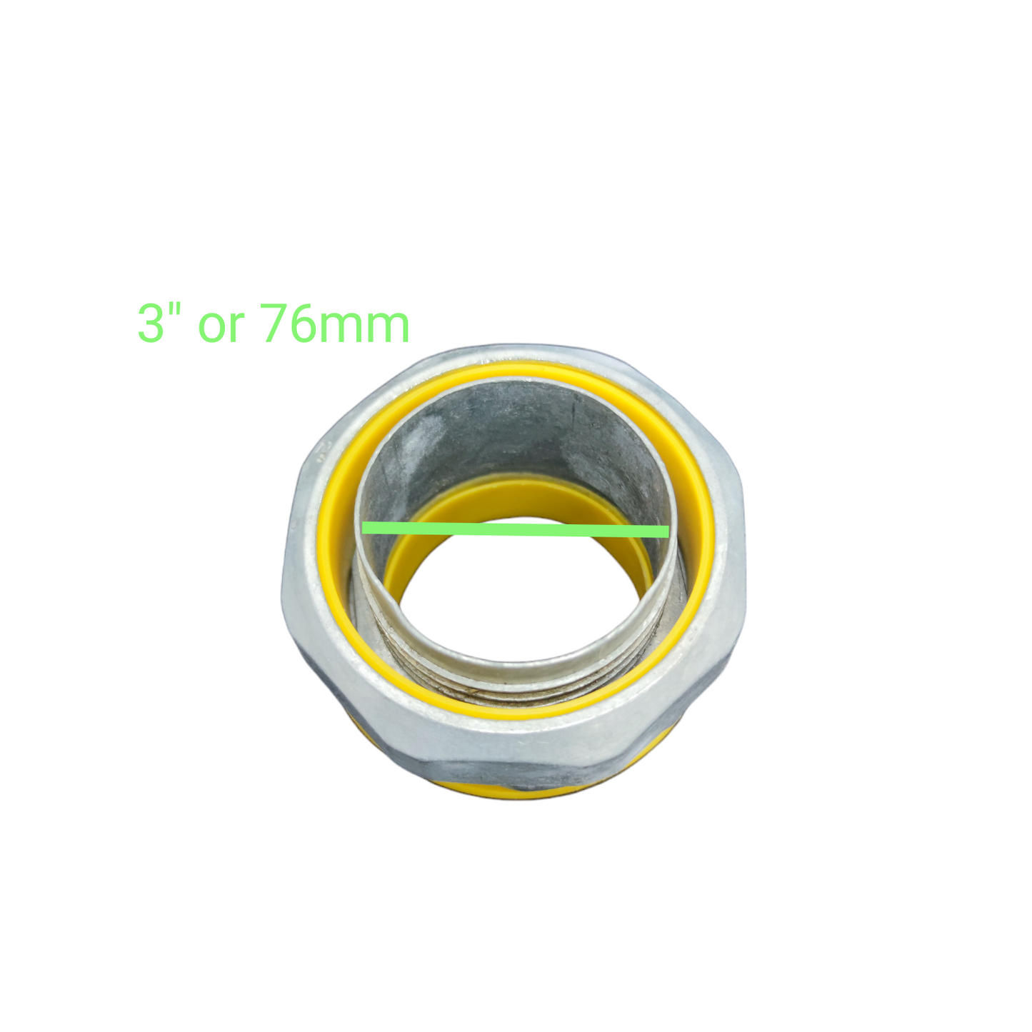 Local liquid tight straight connector in 3 inch size for secure piping connections