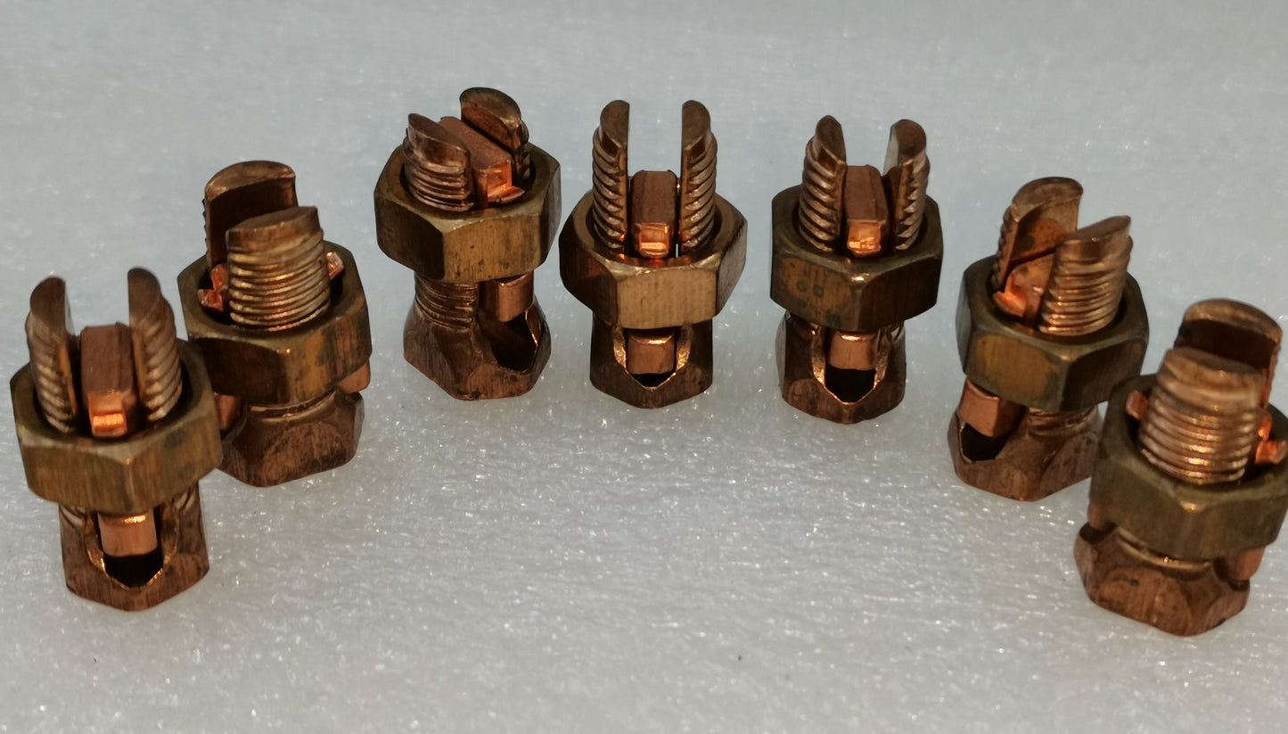 Solderless Connector 1 Bolt 1.25-8MM brass copper wire clamp connectors set with threaded bolts and jaws
