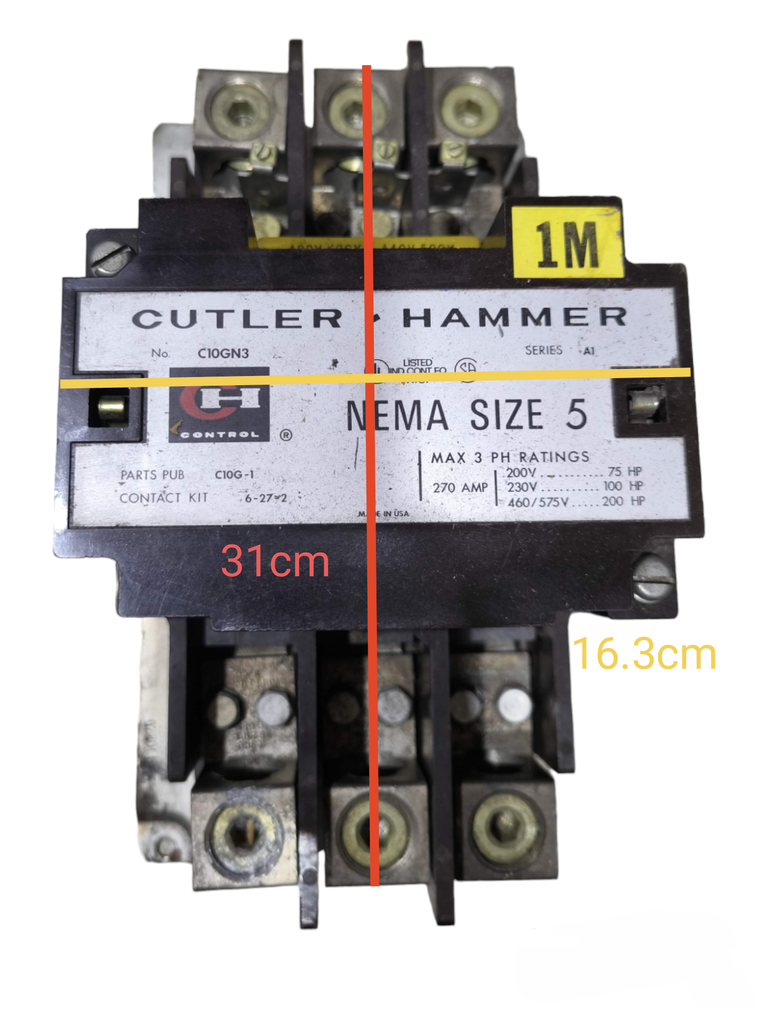 Cutler Hammer Magnetic Contactor 270A black industrial electrical switch with multiple terminals