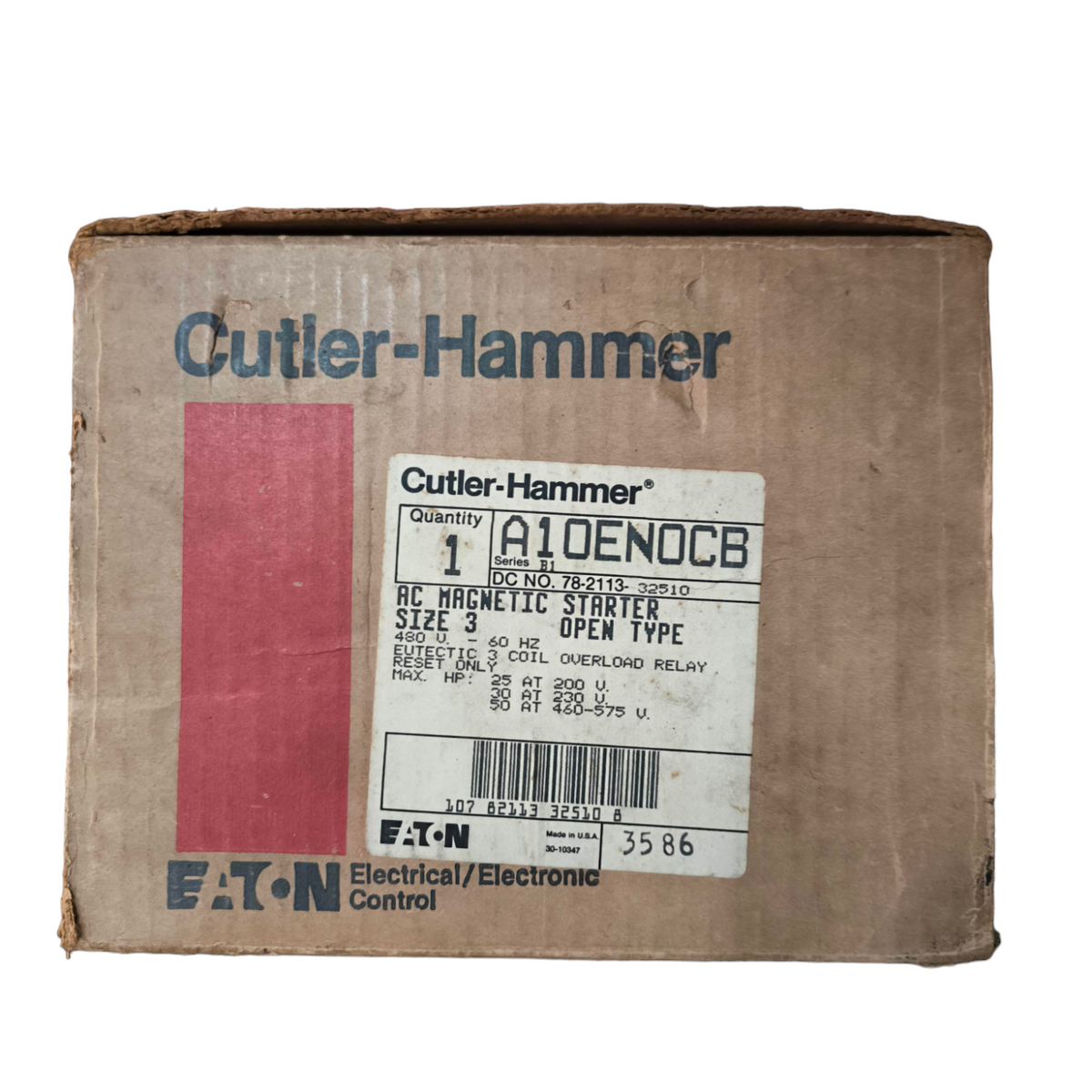 Cutler Hammer box containing Magnetic Contactor Starter Size 3 with AC open type components