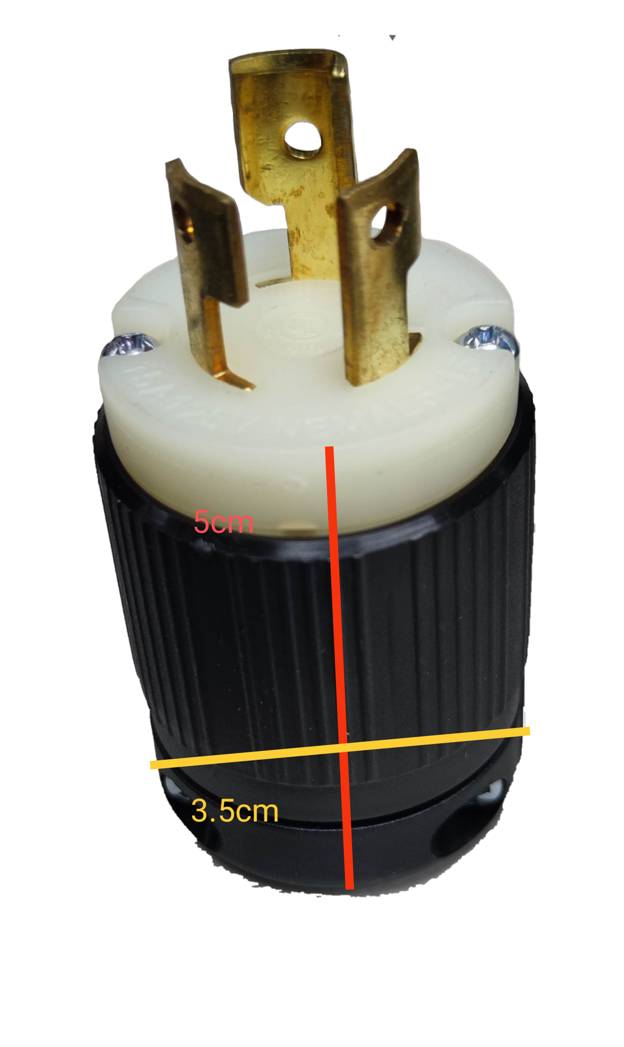 Grippes 15A Twistlock Plug 125V AC, Twist Lock Plug 15A 2P+E ( 3Pins) BL515P Nema L-5