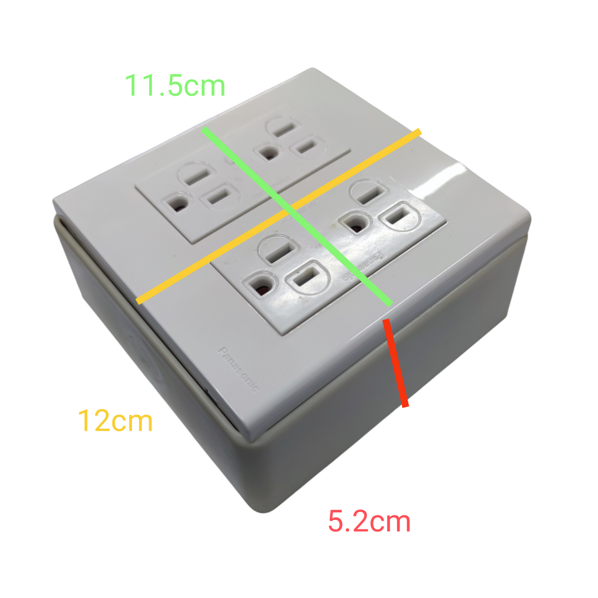 Panasonic 4 Gang Flat Pin Outlet with Ground 16A 220V WEG6806+(2XWEG1512-5)+Utility Box