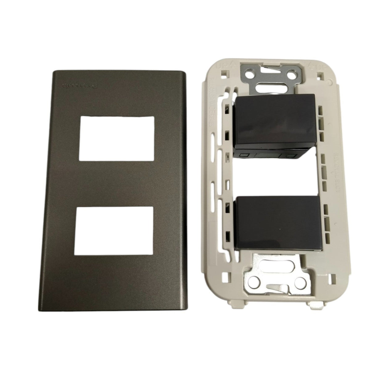 Panasonic 2 Gang 3 Way Switch 16A 250V with Plate Cover Metallic Gray WEG6802MH-1/2XWEG5002HK-5