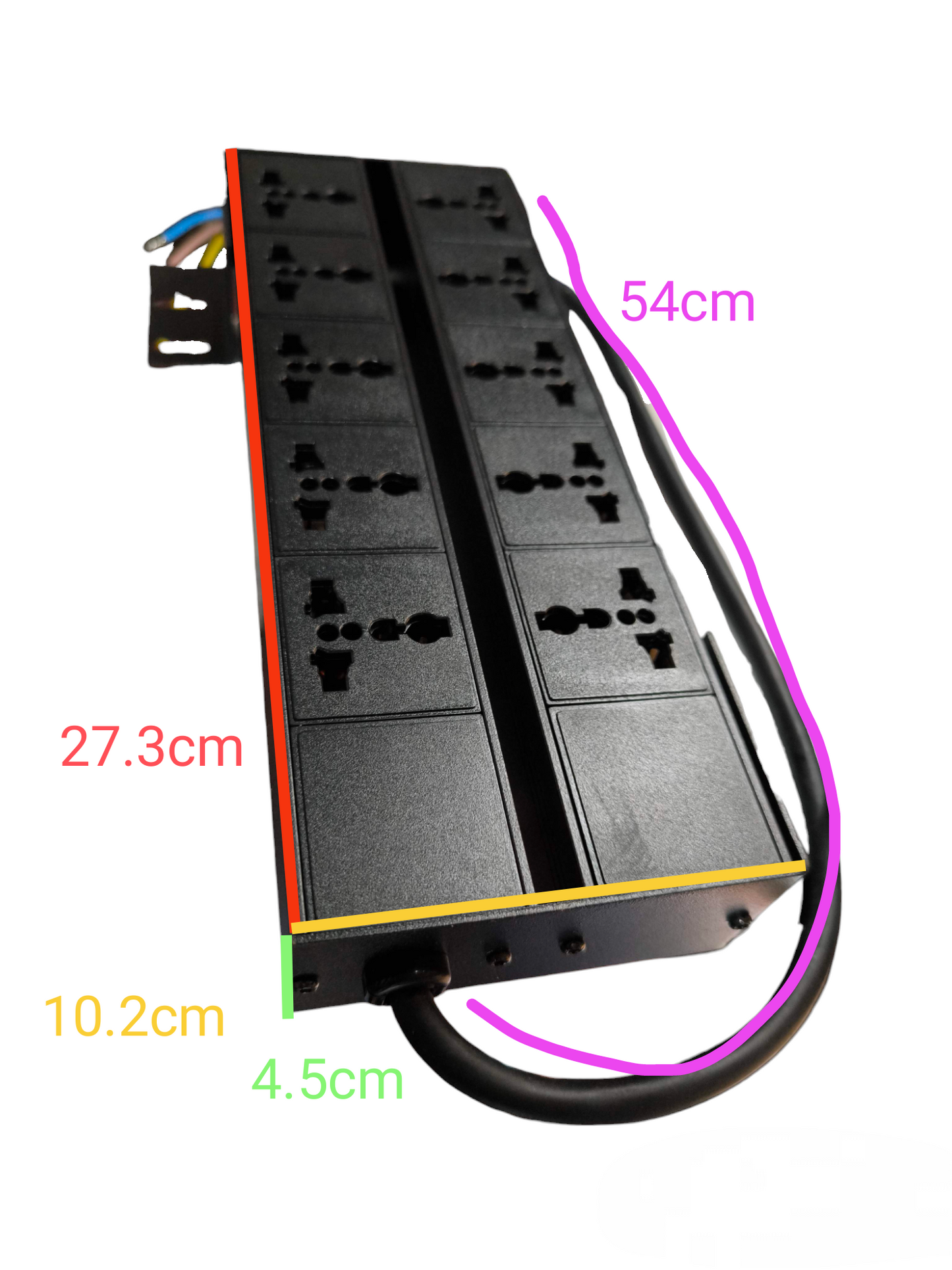 Grippes 10 Gang PDU Unit 10A 250V 2500W Power Distribution Unit