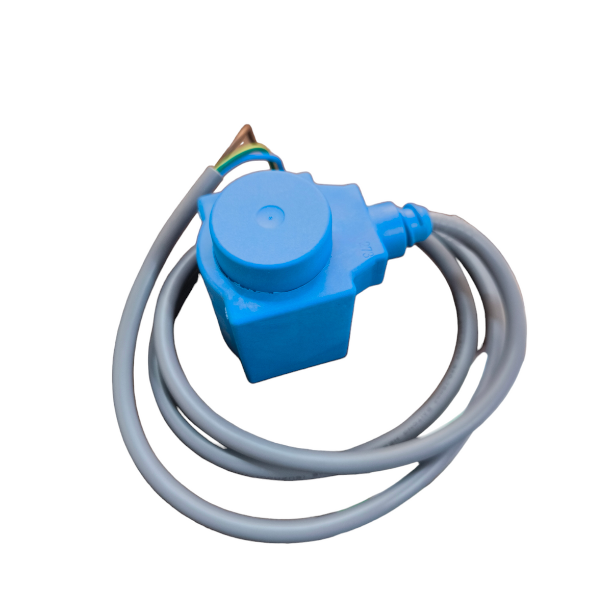Danfoss Solenoid Coil 14W 220V 60 Hz blue power component with attached gray cable