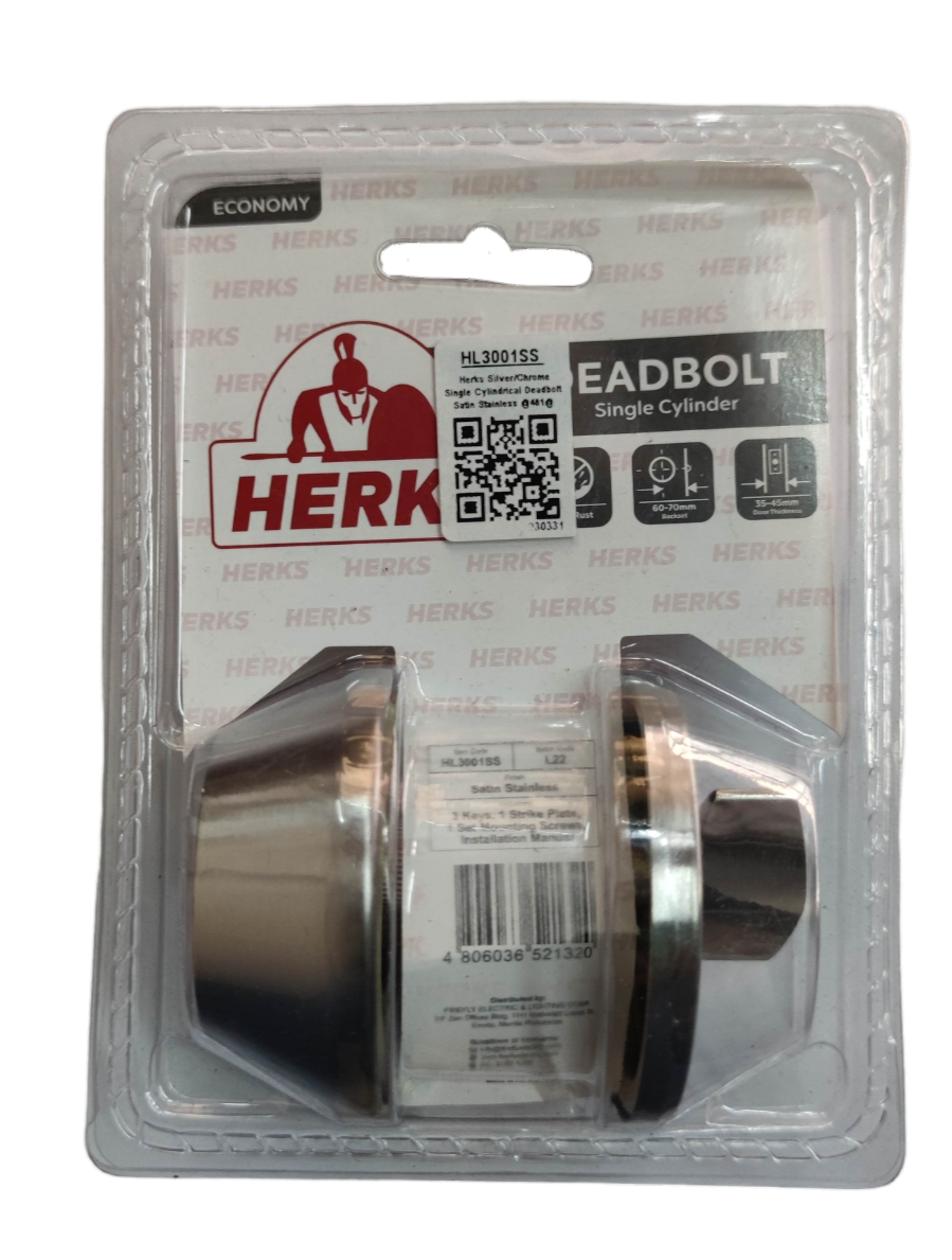 Deadbolt Single Cylinder ( Herks) HL3001SS Chrome