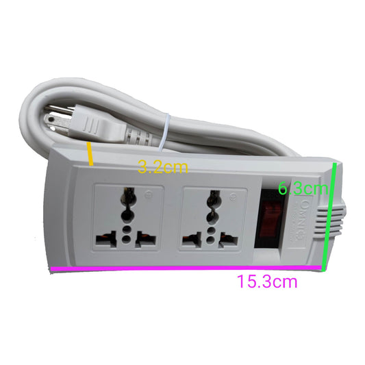 Omni 2 Gang Extension Cord Universal 6 Feet with Single Switch, Power Strip 2 Socket with Single Switch 10A 220V 1.83 Meters WEU-102-PK