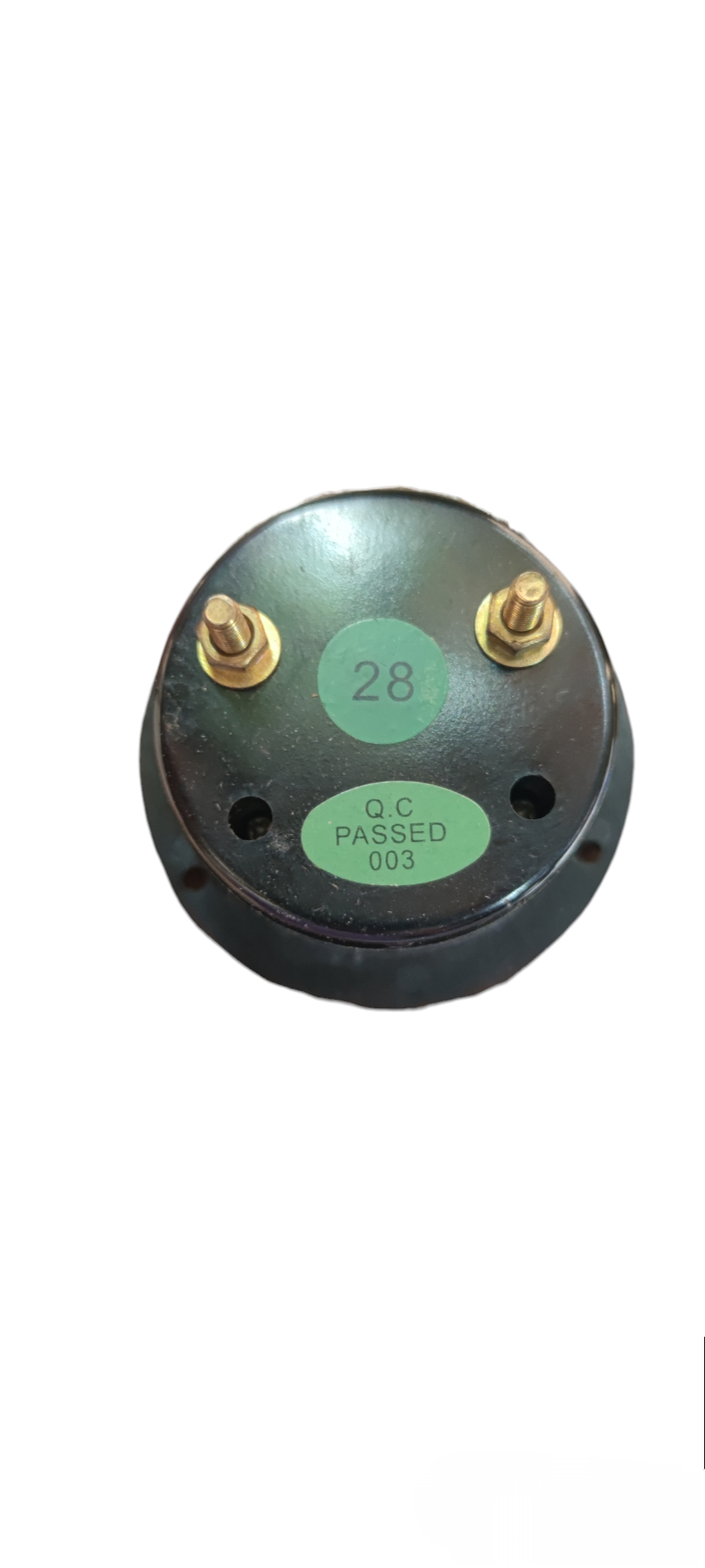 Denko Panel Meter 300V AC 52mm electrical trade tool black round back view with two brass terminals