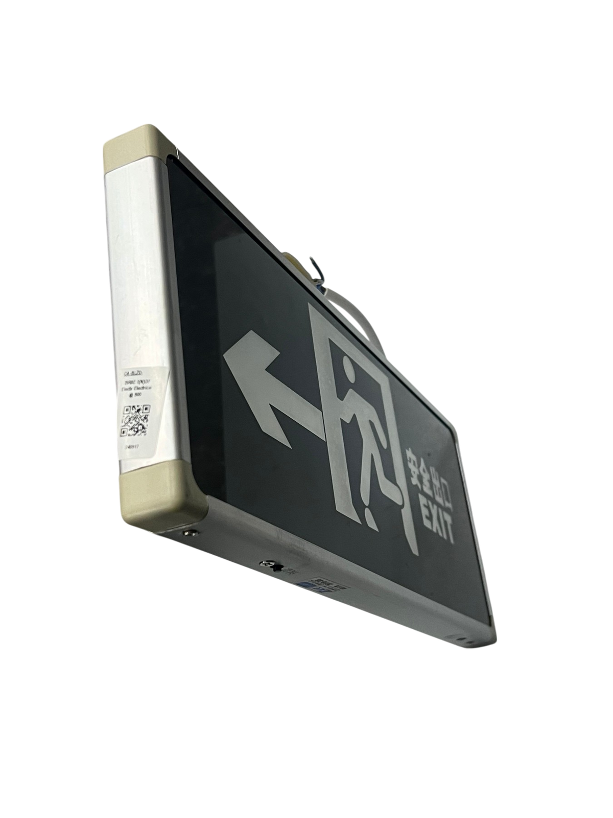Double face LED exit light 220V with clear directional signage for emergency exit guidance