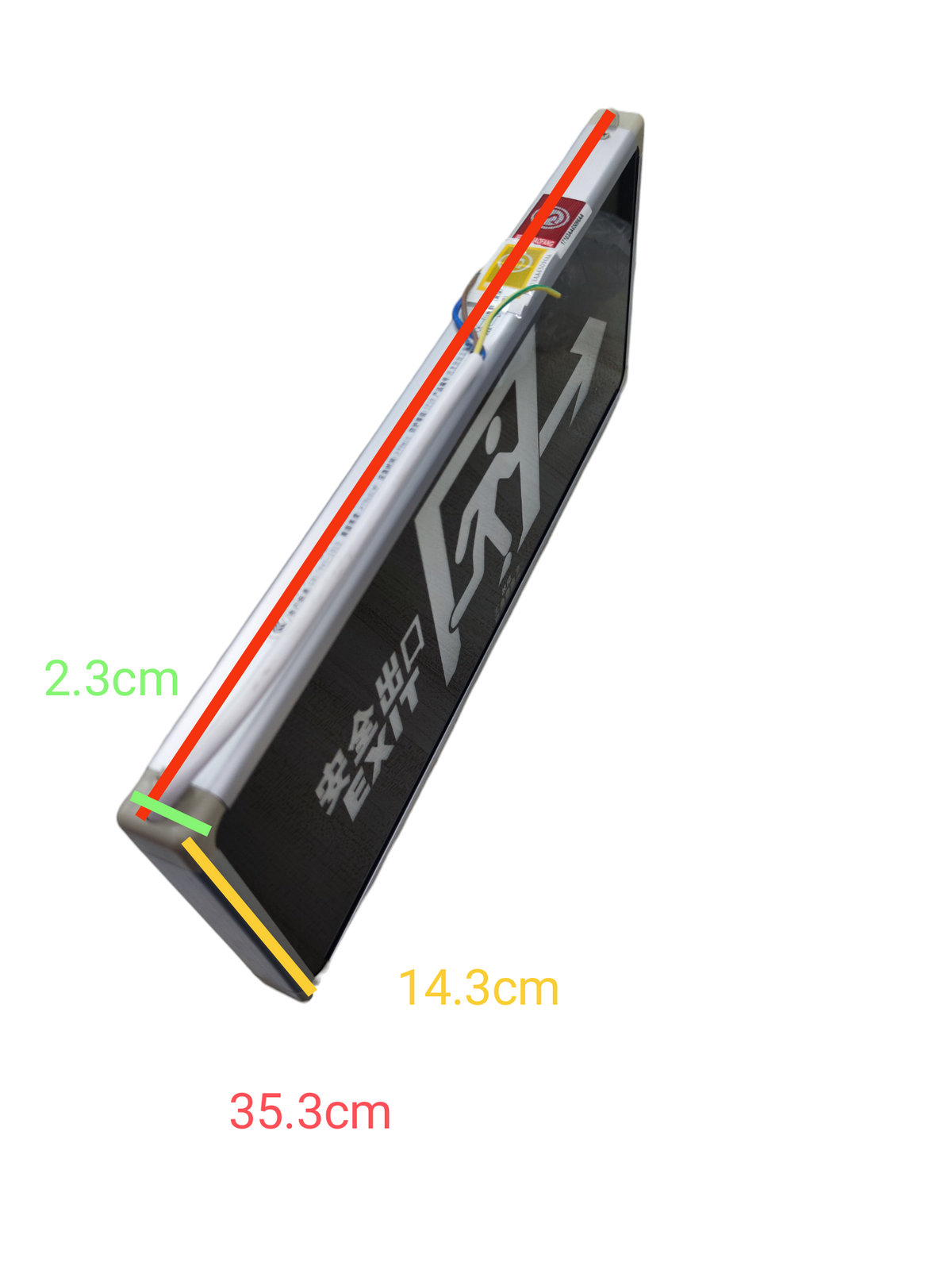 Double face LED exit light 220V with clear directional signs for workplace safety