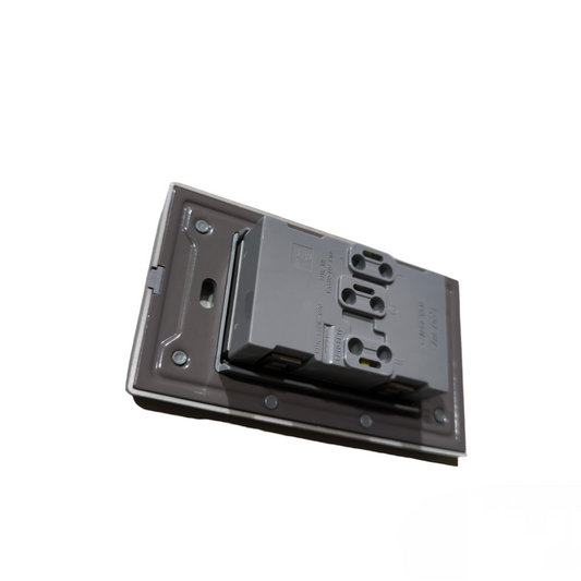 Royu 15A 250V duplex wall socket dark wood with sleek design for modern interiors