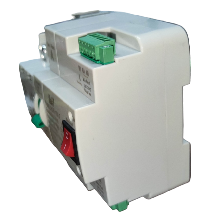 Grippes 100A automatic transfer switch white electrical circuitry component with green terminal block