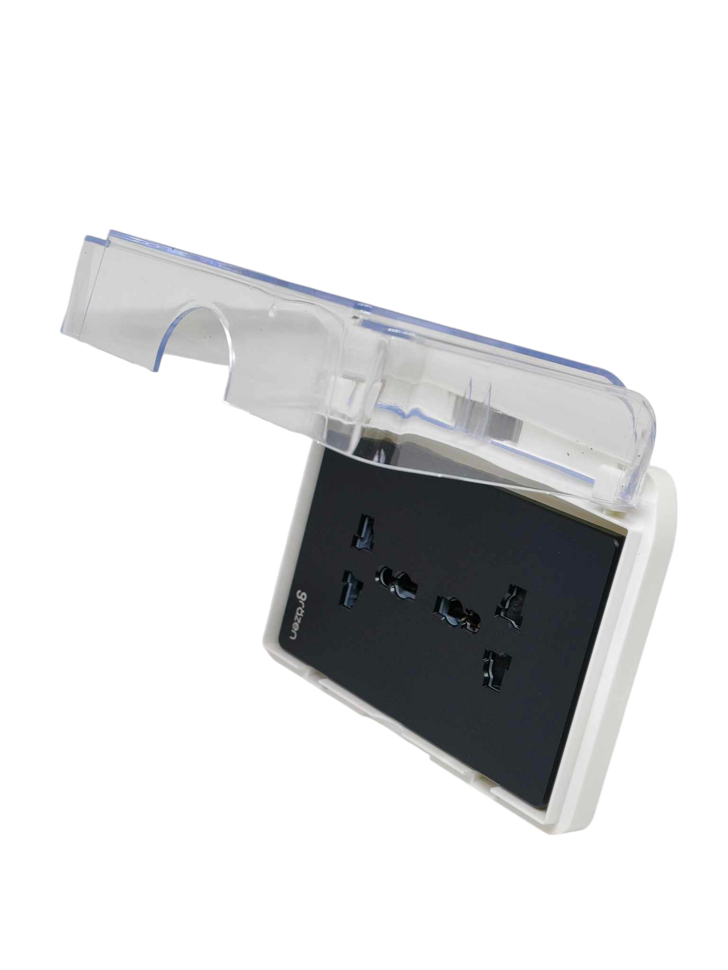 Grazen Weatherproof Plate Cover with Duplex Universal Outlet with Ground 16A 220V Available in Grey, Black, White and Gold