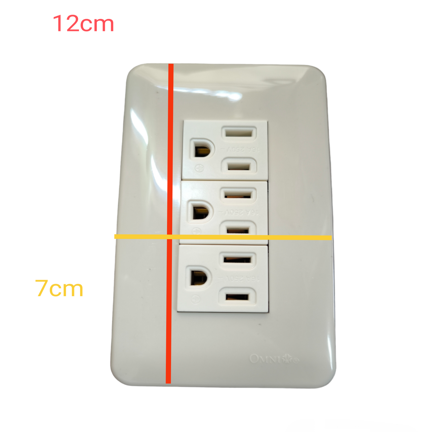 Omni 3 Gang Flat Pin Outlet with Ground with Plate WEP-103+(WEG-203x3)