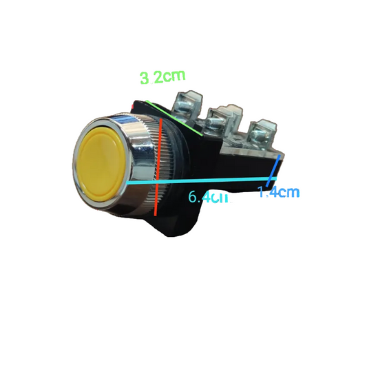 Push Button Switch Yellow 25mm 6A 2NO/2NC