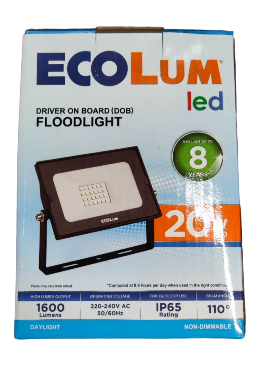 Ecolum 20W LED Flood Light 220V Daylight 6500K CFL3020DL