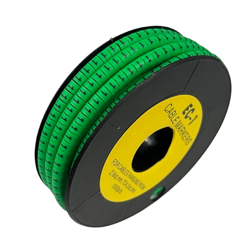 Grippes spool of green cable markers labeled with arrows Cable Marker 1 Green for wire identification and organization
