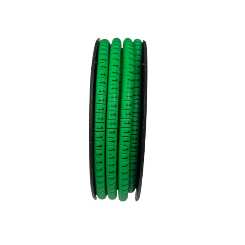 Grippes Cable Marker 1 Green spool of segmented wraparound cable markers for wire and network identification