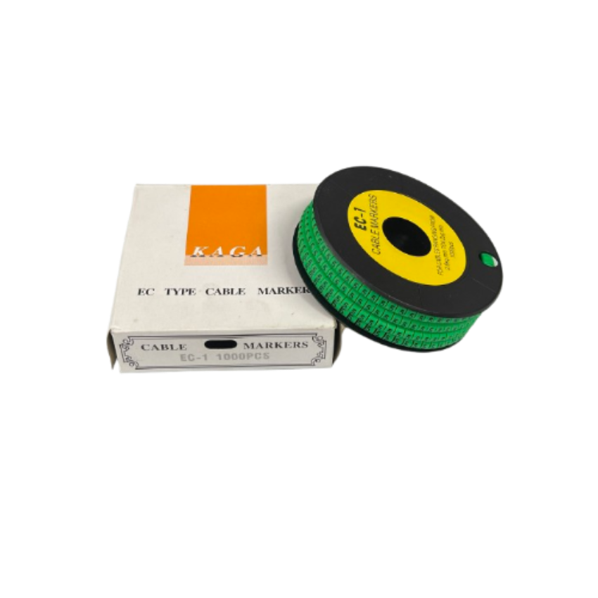 Grippes Cable Marker 5 Green spool of small numeric cable markers on black reel with white box