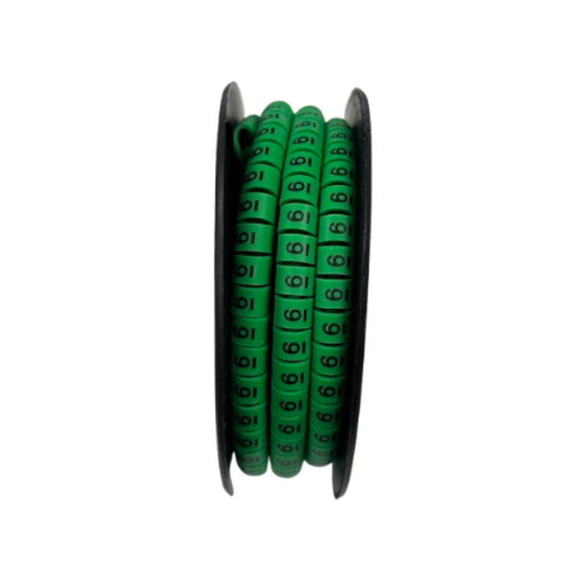 Spool of green numbered cable labels for wiring identification Cable Marker Green-6 for tidy cable management