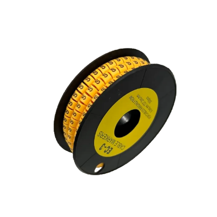 Grippes Cable Marker S - Yellow spool of printed S markers on black reel for cable labeling