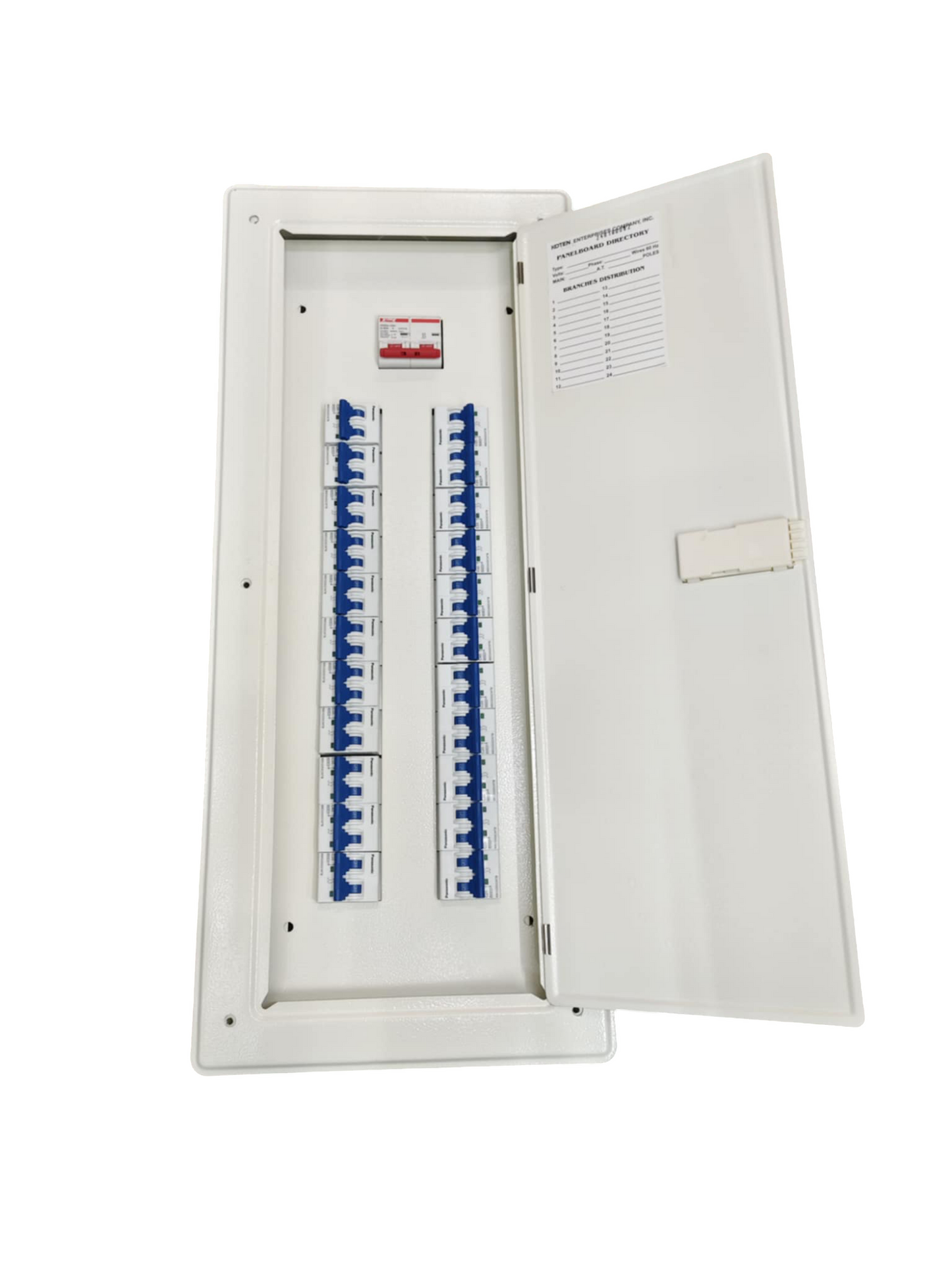 Panel Board 125A 2 Pole Main Himel Miniature Circuit Breaker 22 Branches 2 Pole Panasonic for Miniature 3 Modules Metal Base