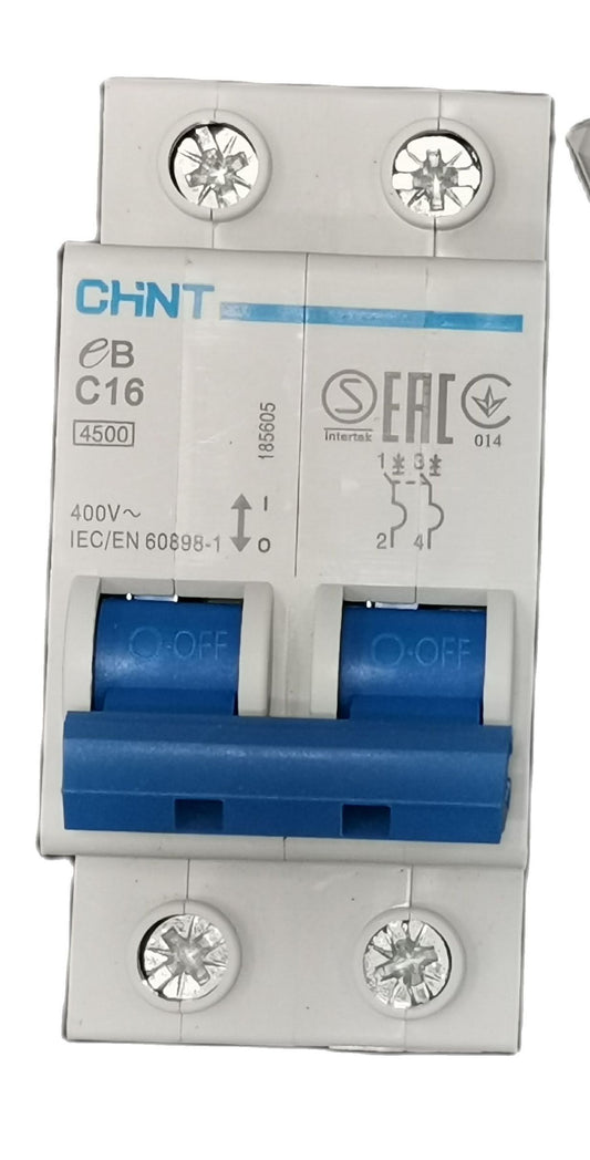 Chint 16A 2Pole 4.5KAIC 220V Miniature Circuit Breaker MCB