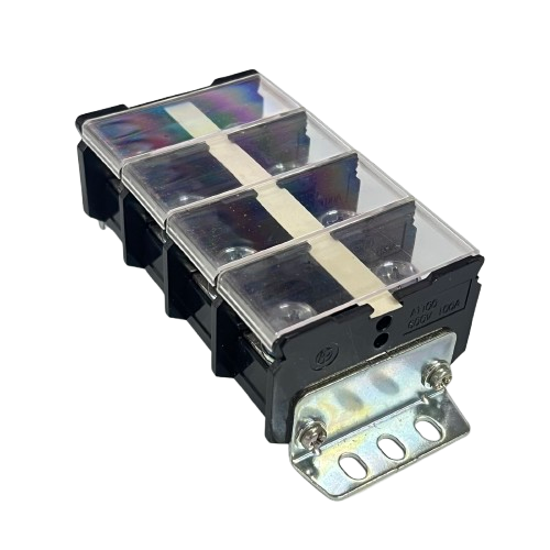Auspicious 100A Terminal Block with Cover 4 Pairs black modular block with clear protective covers and mounting bracket