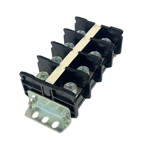 Auspicious 100A Terminal Block with Cover 4 Pairs black plastic screw terminal block with metal mounting bracket