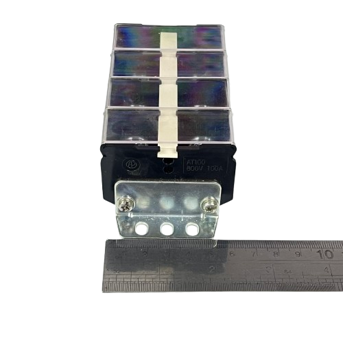 Auspicious 100A Terminal Block with Cover 4 Pairs clear plastic cover metal mounting bracket