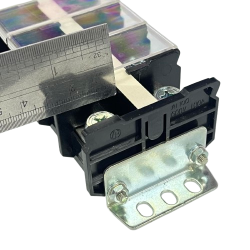 Auspicious 100A Terminal Block with Cover 4 Pairs black plastic housing metal mounting bracket and ruler for scale