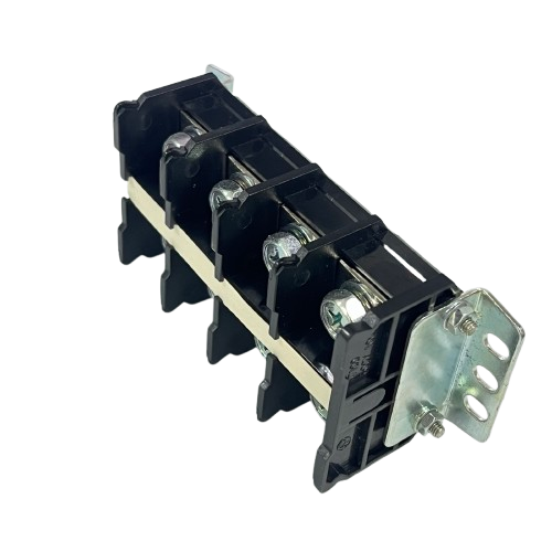 Auspicious 100A Terminal Block with Cover 4 Pairs black plastic body with metal screws and mounting bracket