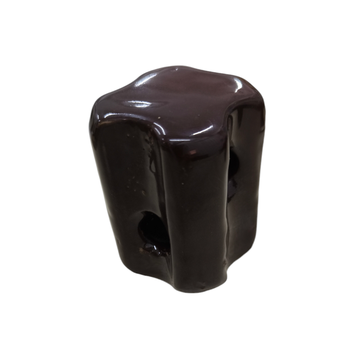 Local electrical ball insulator in dark brown ceramic for electrical circuitry and parts