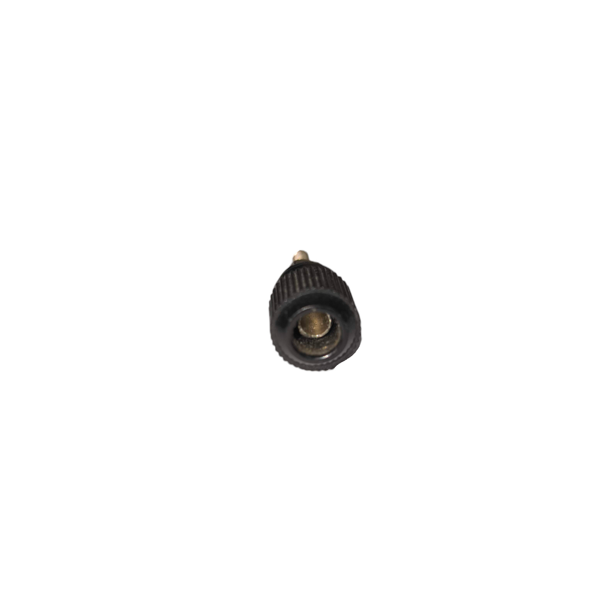 Black electrical binding post for school projects with metal contact and ribbed grip design