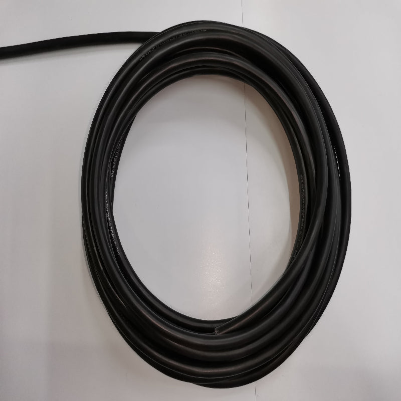 Phelps Dodge black 18 gauge 2 core electrical wire coiled neatly on a white surface