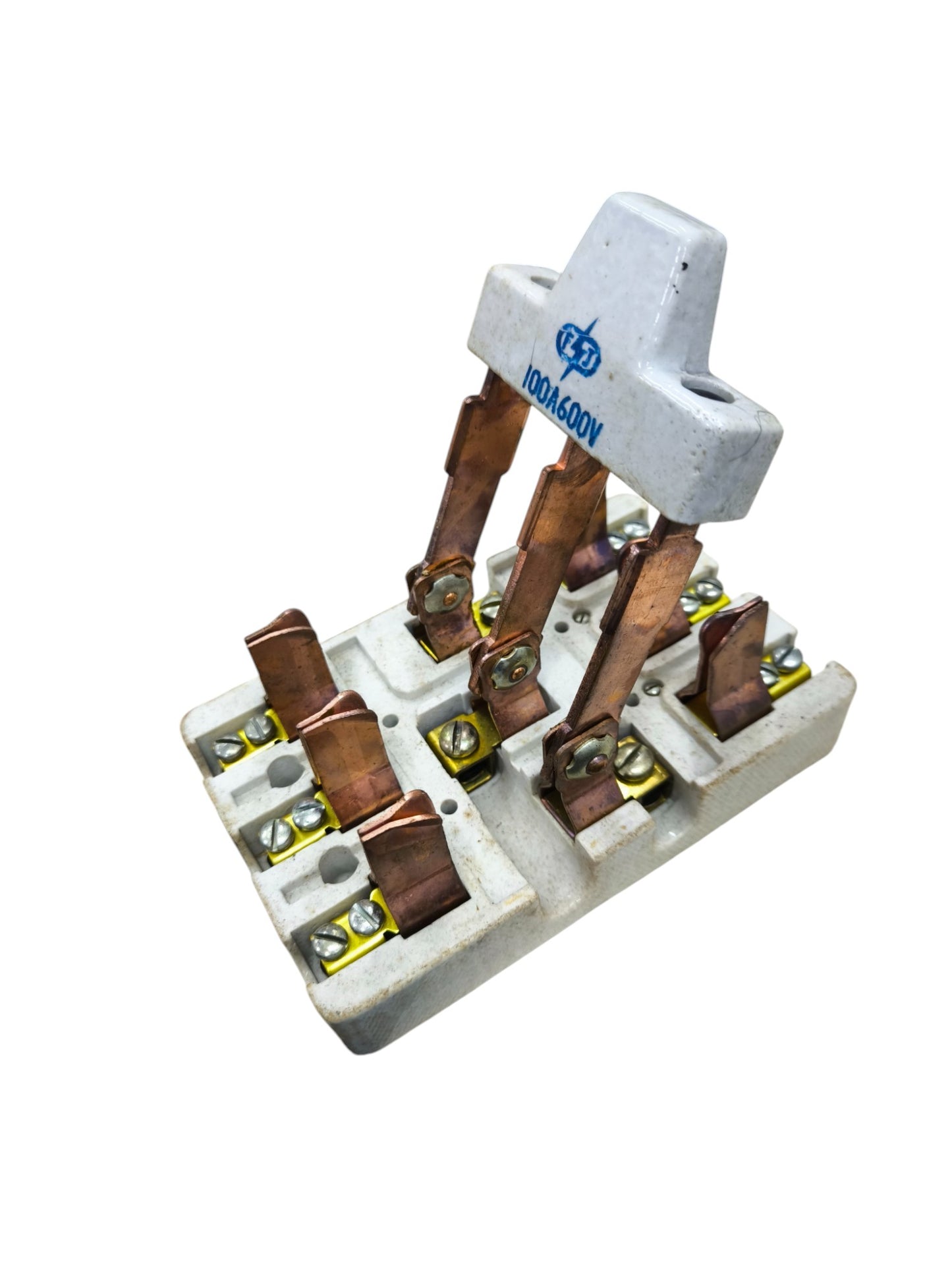 Taiyou 100A porcelain knife switch with copper contacts and ceramic base for electrical circuits
