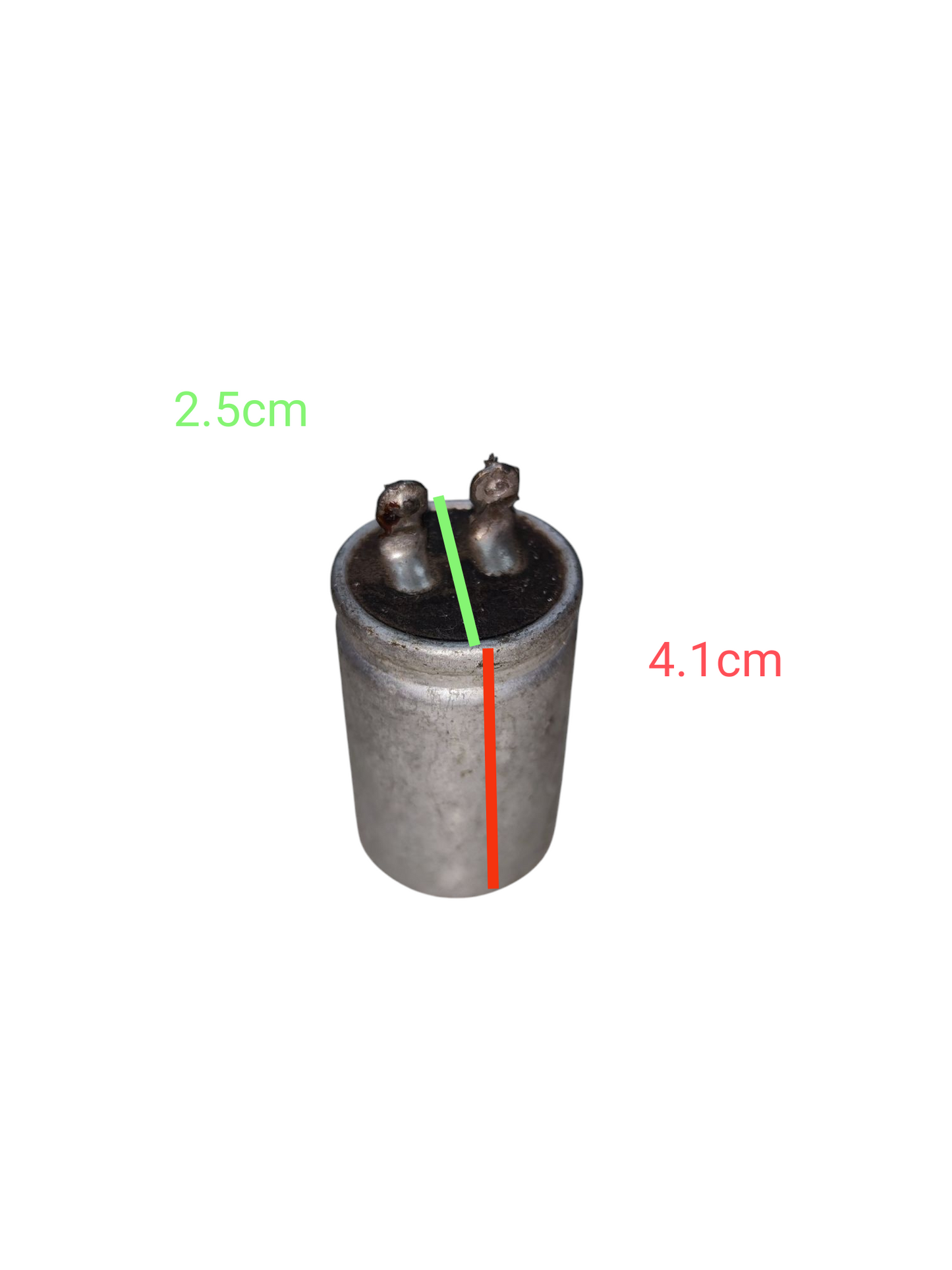 2uF 250V capacitor electrical component from China with metal casing and terminal connectors