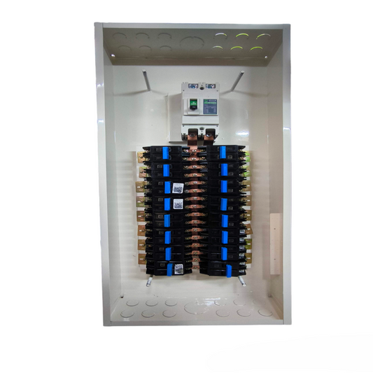 Koten Panel Board 225A 2Pole 250SPS white metal enclosure with dual rows of breakers and copper busbars