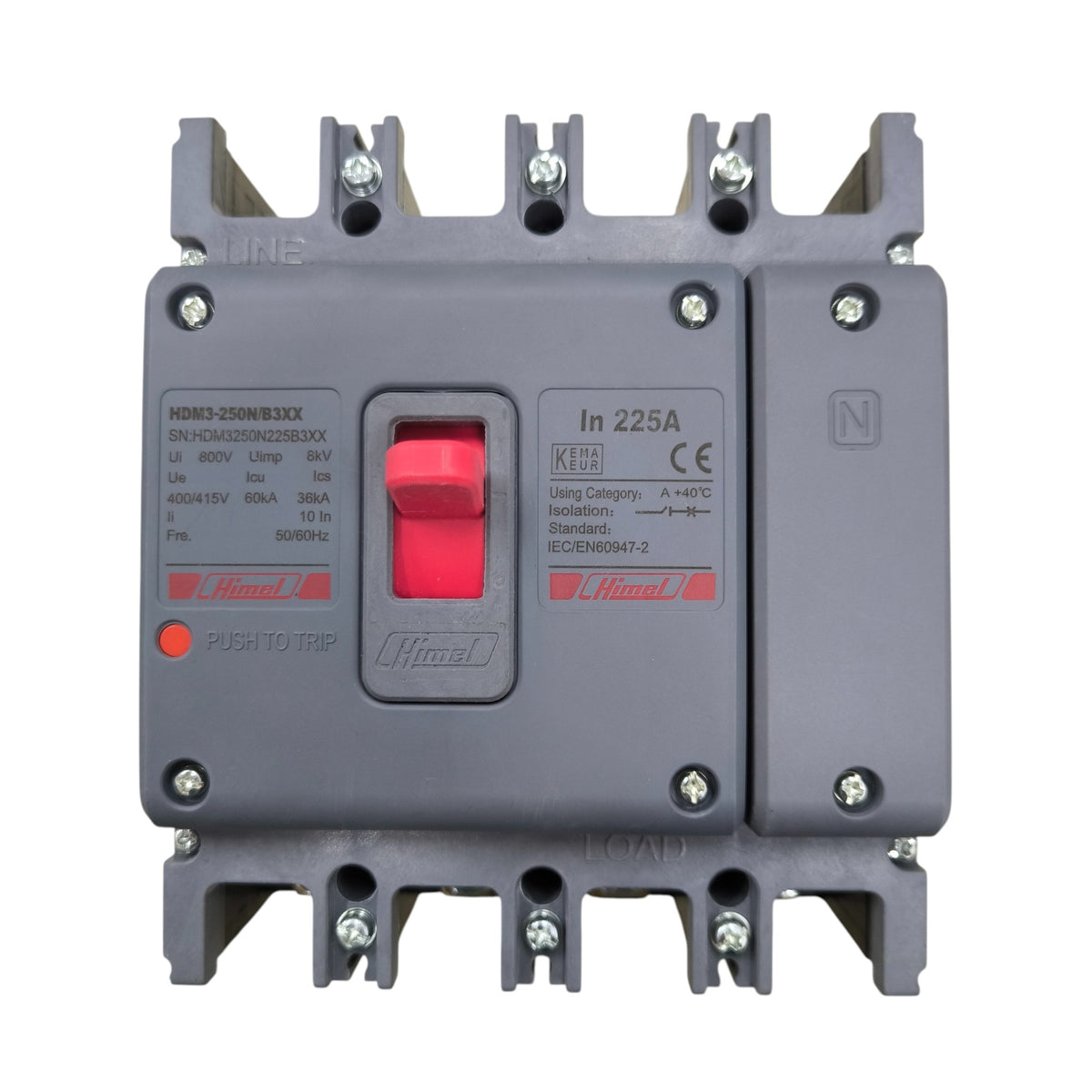 Himel HDM3 Series 225A Circuit Breaker with Push to Trip Button from Electx Electrical Supply