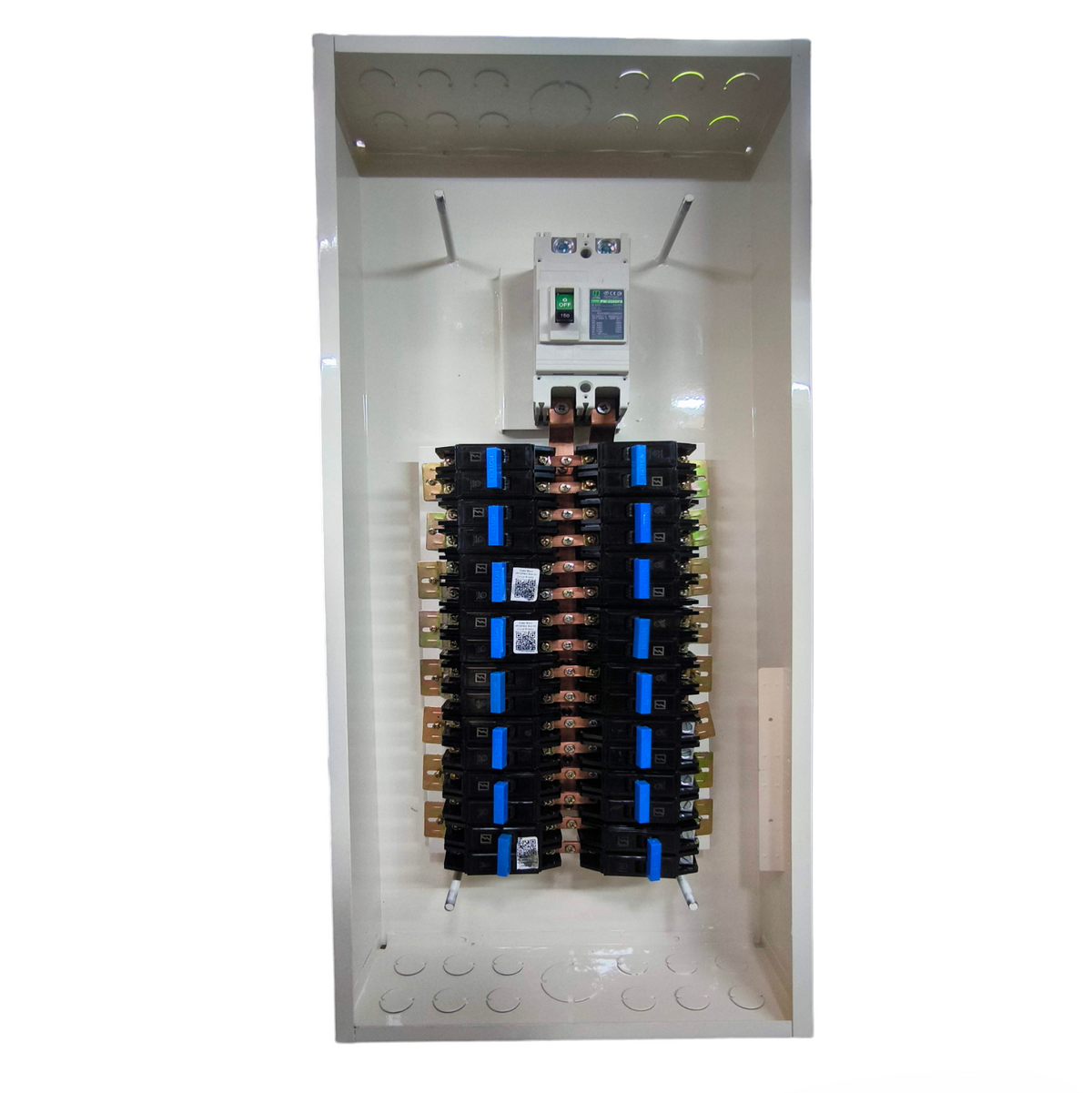 Koten 250A 2P Panel Board 16 Branches Bolt-on white metal distribution board with dual rows of breakers