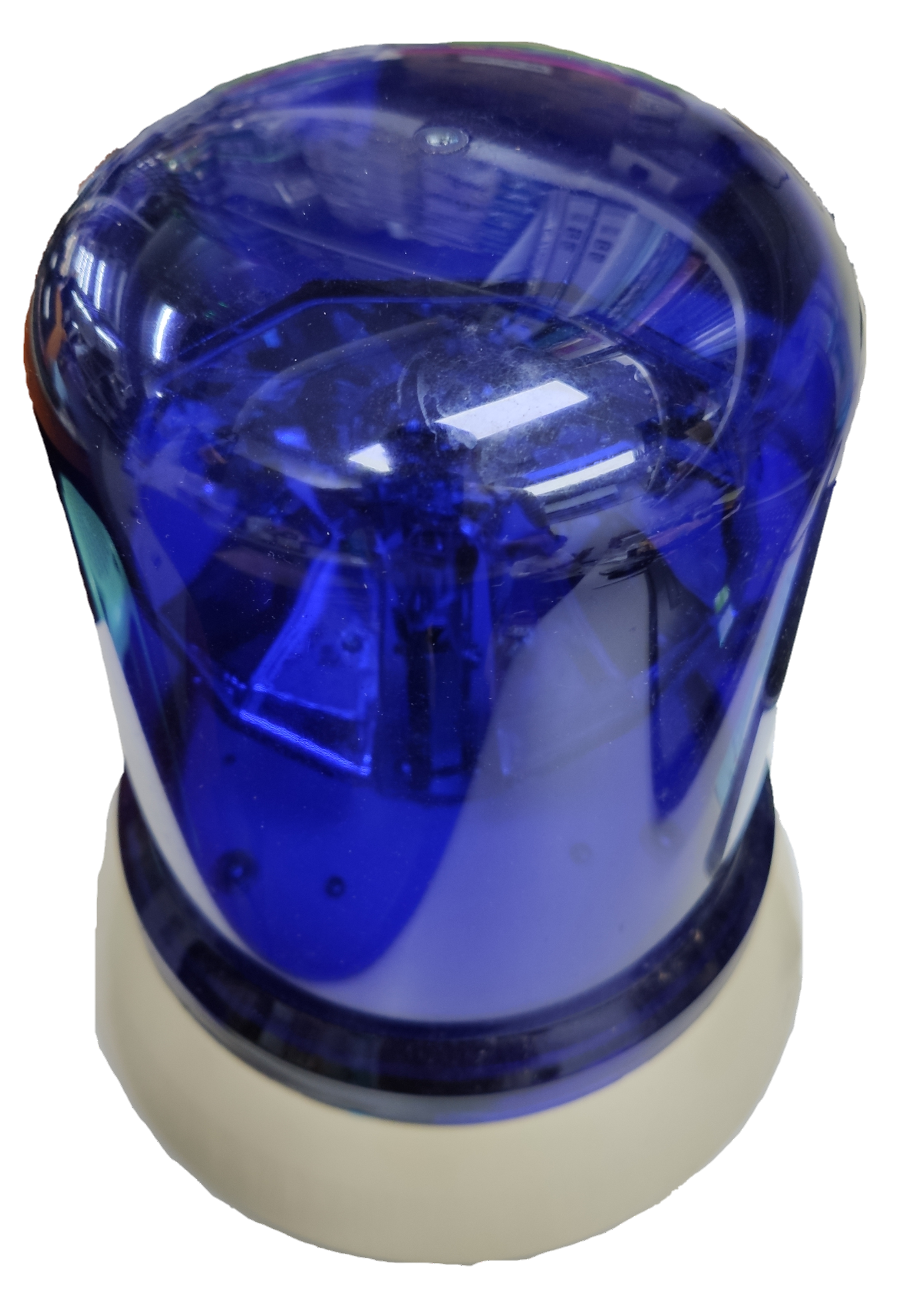 Emergency strobe light 220V industrial 55W featuring a bright blue plastic dome and a sturdy base.